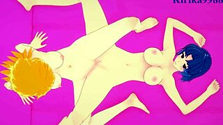 Anime characters engage in intense lesbian play