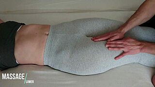 hey, check out these yoga pants—go ahead and touch her teen pussy