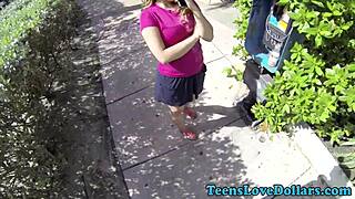 Teenager jizzed for cash after outdoor blowjob in public