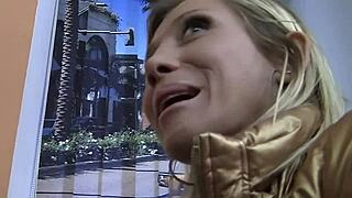 blonde cutie stars in public fuck video for cash scene 1