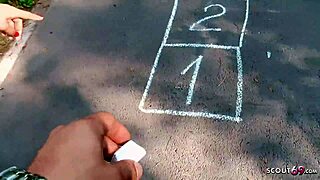 Young german teen persuaded for pov blowjob and facial on playground for cash