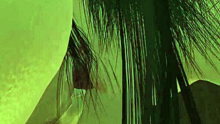 Hot blonde lesbian gets pussy eaten while standing in 3D.