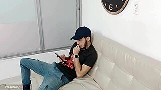 Tia arrives horny and I suck her tits then fuck her