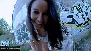 Wonderful brunette girl fuck outdoor