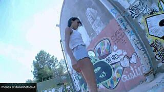 Wonderful brunette girl fuck outdoor