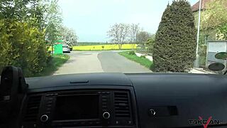 Dirty whore gets smashed in doggystyle and cowgirl positions in the backseat of the van