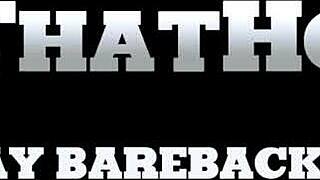 Two macho hunks in rough bareback fucking, rimjobs, and blowjobs with monster cocks