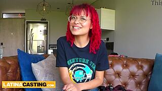 Petite latina redhead pounded by huge cock in casting
