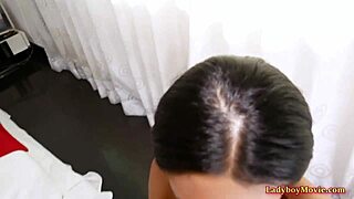 blowjob and bareback anal with thai ladyboy nurse, creamy finish