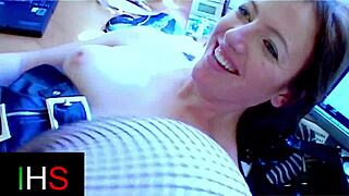 The girl next door is penetrated in both the ass and pussy simultaneously during a threesome