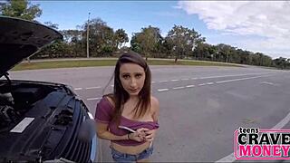 Hey, I fucked this tiny teen who was broken down on the road!