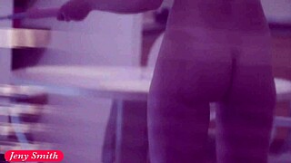 spying on jeny smith through the window as she undresses and takes nude selfies