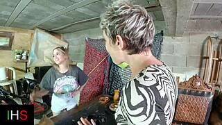 Threesome slams hard with slutty blonde girl and wild milf in raw action