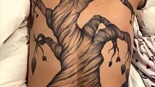 xxxhotwife, the tattooed swinger, rides monster cock in cowgirl with her old husband watching