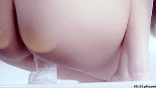 this d va cosplay girl rides a dildo up close in pov asshole action