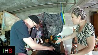 Threesome slams hard with slutty blonde girl and wild milf in raw action