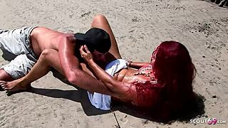 Redhead curly hair latina teen 18+ marcia rough outdoor sex at the beach