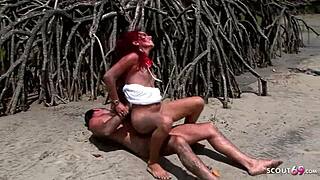 Redhead curly hair latina teen 18+ marcia rough outdoor sex at the beach