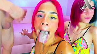 Jazmin and candy give her a rough deepthroat
