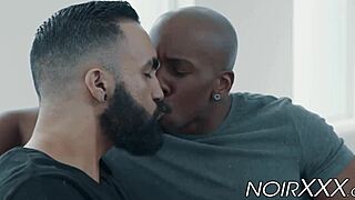 Muscular Black Gay Ass Destroys Hunky Bearded White Stud