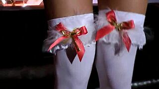 teen in stockings enjoys a private moment alone