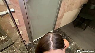 brunette cutie gets face fucked