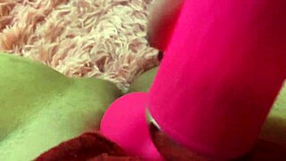 Lady In Red Lingerie Teases Her Puffy Wet Pussy