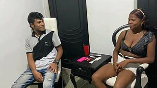 Homemade video of a couple where the woman gets her hair cut and enjoys a passionate encounter with the stylist