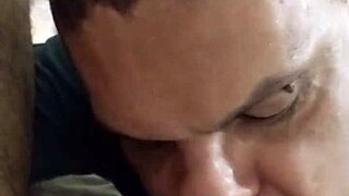 sucking the delivery guy's cock and swallowing his cum