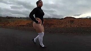 Ever seen a 43yo milf in school girl cosplay flashing outdoors?