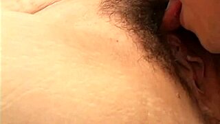 Busty asian babe gets hairy beaver licked