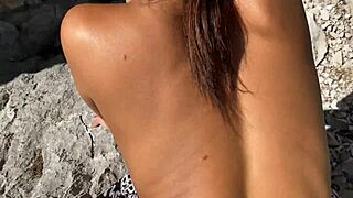 Brunette babe got her ass pounded hard in the woods