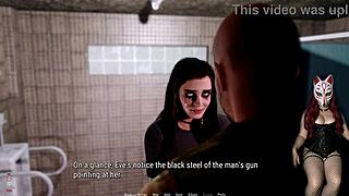 rough blowjob in public toilet with milf bent over 😈