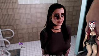 rough blowjob in public toilet with milf bent over 😈