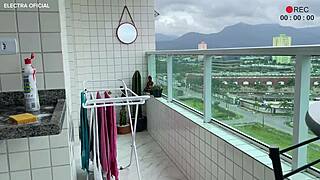 Security camera catches employee cleaning in mini shorts, she's so naughty with huge ass 😏