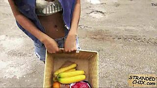 diamond monroe, ebony teen banging for cash outdoors 😜