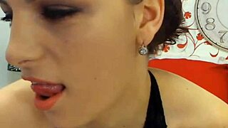 webcam brunette in fishnets performs for viewers