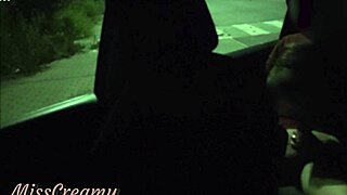 Public parking action with squirting wife and amateur sex