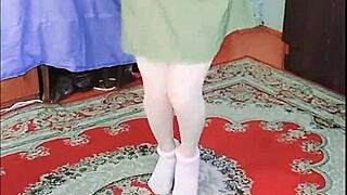 Sissy Crossdresser in Sexy Dress Shows Big Ass as White Gay Boy Model