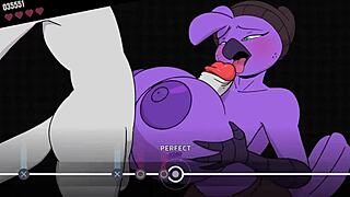 Cartoon banging with big-breasted characters in wild game action