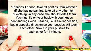 in this reality game, stockings threeway ends with cum on amateur