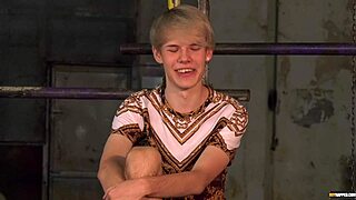 blindfolded gay sky heet waxed and dungeon blowjob, old twink submissive to maledom