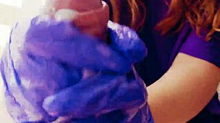 Redhead Masturbates In Gloves, Covered In Cum?