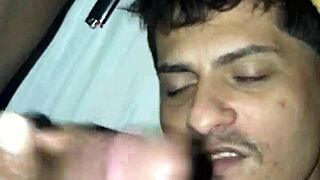 The black guy shoved his big cock in my mouth until he came 😍