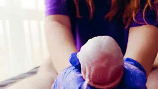 Redhead Masturbates In Gloves, Covered In Cum?