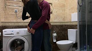 russian step sister gets bent over and drilled hard in laundry room