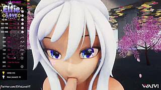 Pov Blowjob from Hentai Vtuber Elfie Love in 3D Vrchat Mmd