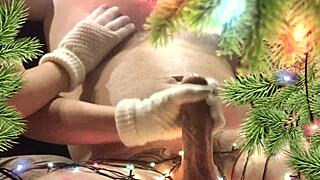 My neighbor surprised me with a Christmas blowjob and creampie.