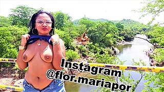 Flor Maria Flashes Tits Ass Wet Pussy Outdoors