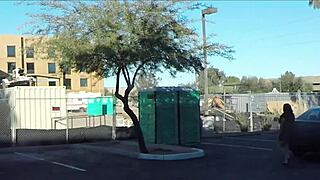 porta gloryhole at construction site in the outhouse
